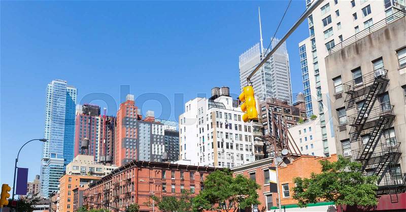 Urban quarter with different buildings, business, financial and work centers, stock photo