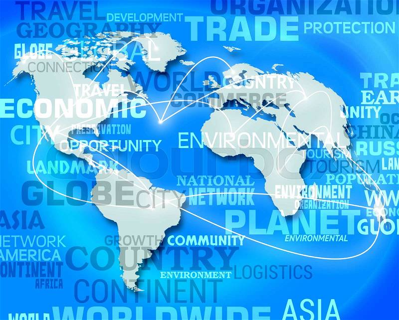 Blue World Map Background Means International Global Maps, stock photo