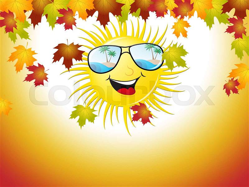Sunny Afternoon In Autumn Shows Yellow And Brown Leaves Falling, stock photo