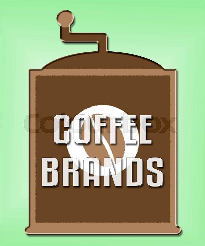 Coffee Brands Machine Shows Branded Label Or Trademark, stock photo