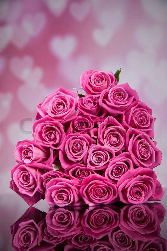 Natural background of fresh roses, stock photo