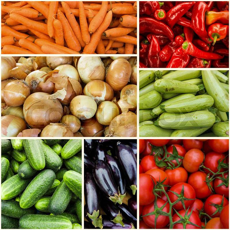 Collages of fresh vegetables. vegetables background, stock photo