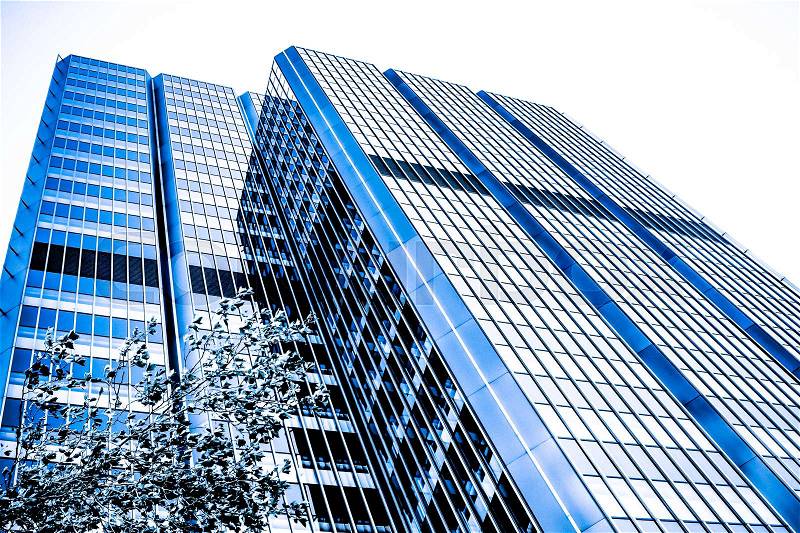 Abstract building. blue glass wall of skyscraper, stock photo