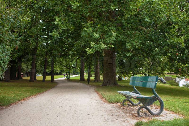 Bench in the park benches are provided sit in the garden, stock photo