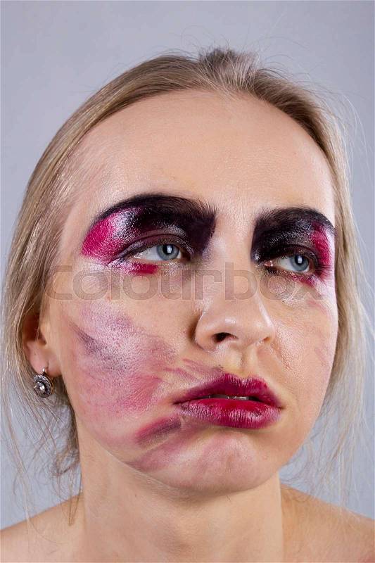 Gluttony. Portrait of a young woman. Seven Deadly Sins, stock photo