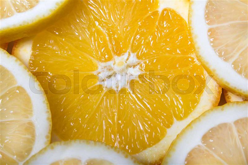 Healthy food background. Lemon and orange. Abstract , stock photo