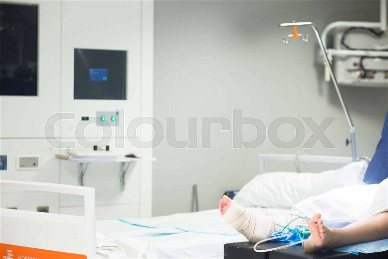 Hospital ward emergency room operating theater and modern equipment including computer monitor tv screen, stock photo