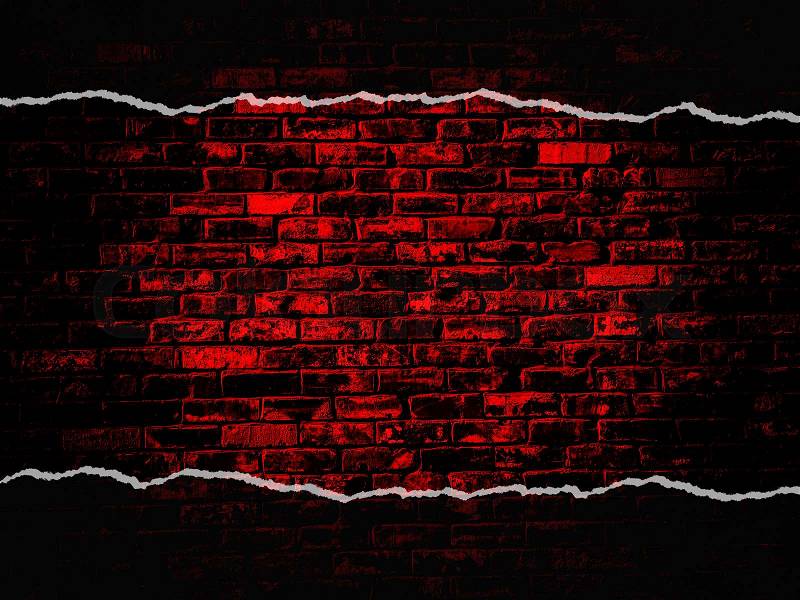 Old black red vintage brick wall texture background with darker vignette,  stock photo - Stock Image - Everypixel