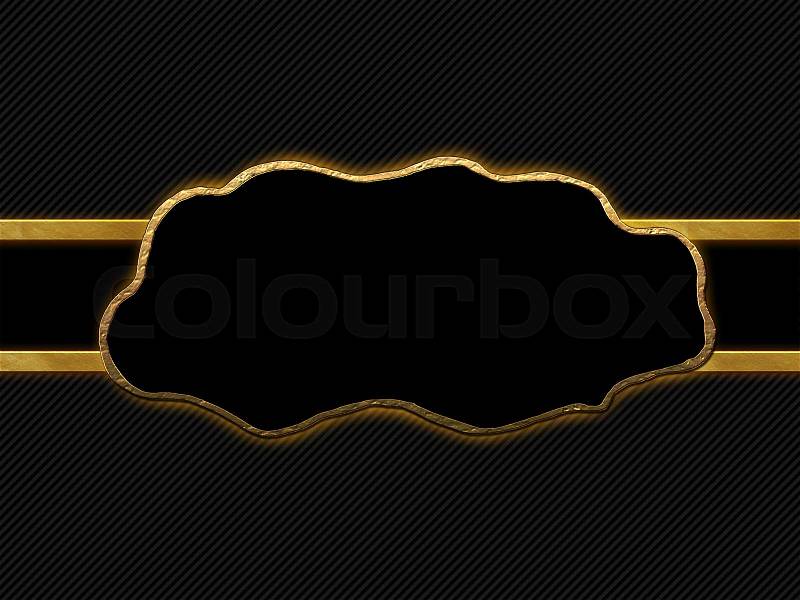 Blank tag gold border on stripe background with copy space, stock photo