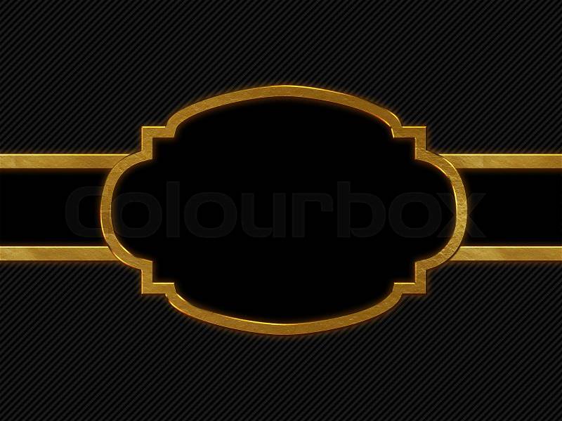Blank tag gold border on stripe background with copy space, stock photo