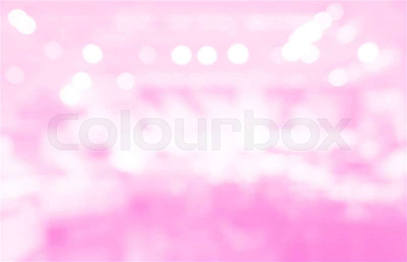 White pink bokeh blur of department store shopping background, stock photo