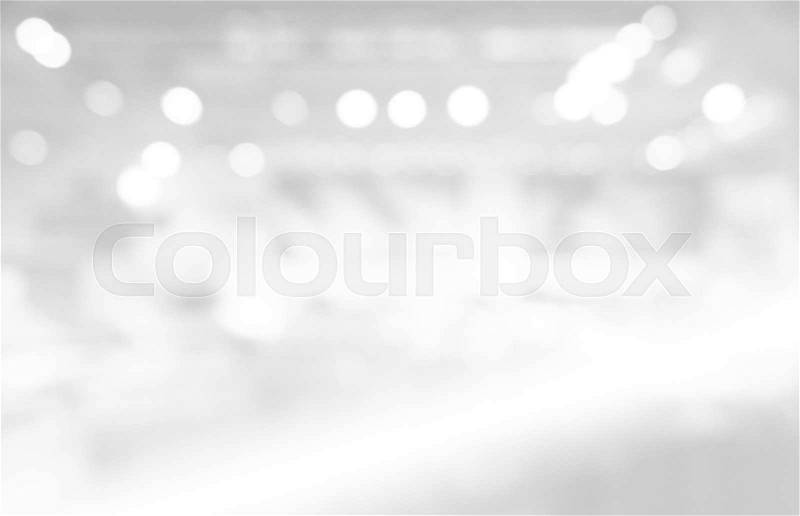 White grey bokeh blur of department store shopping background, stock photo