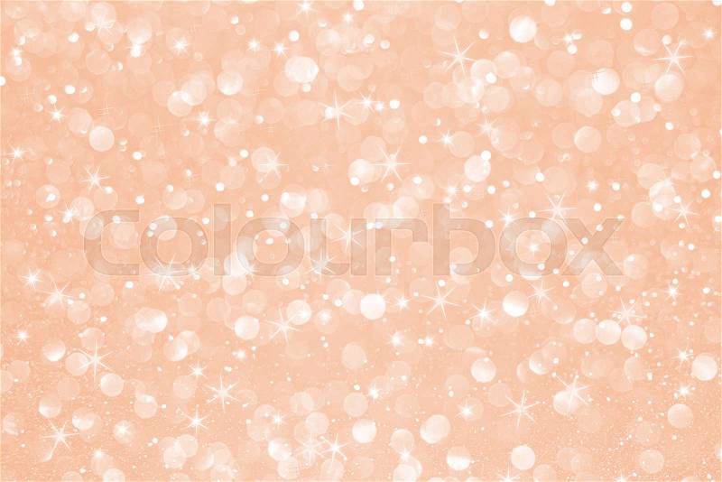Rose gold glitter bokeh with stars abstract background, stock photo