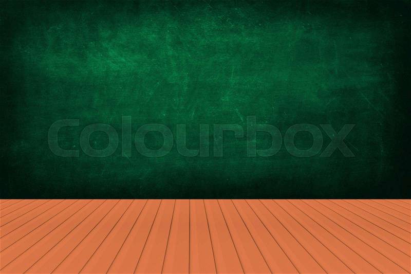 Blackboard on wood table, mock up for adding your text or display the products, stock photo
