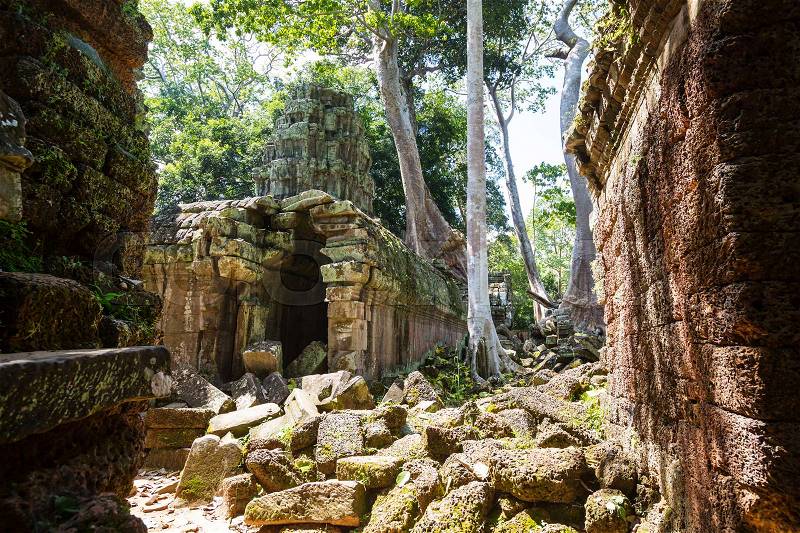 Ancient Khmer civilization ruins of Angkor near Siem Reap, Cambodia, stock photo