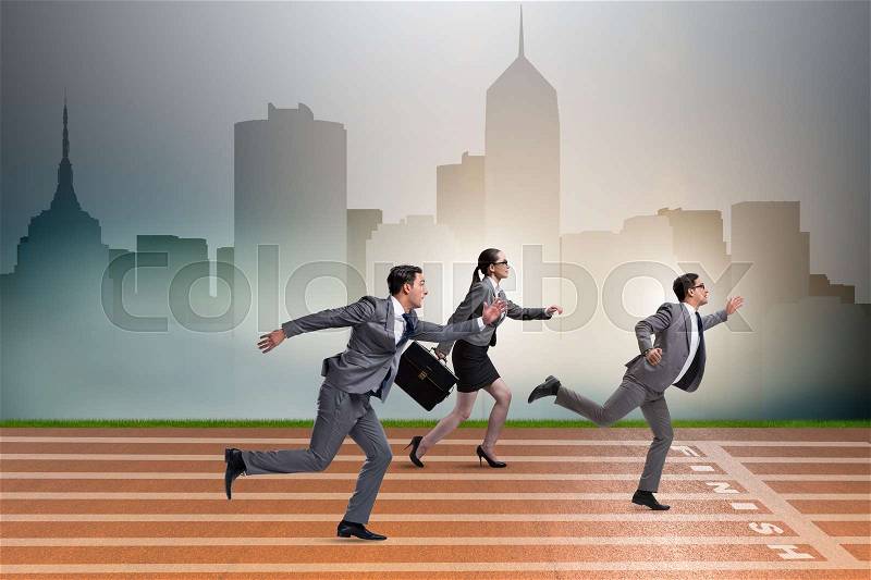 Businesspeople running in competition concept, stock photo