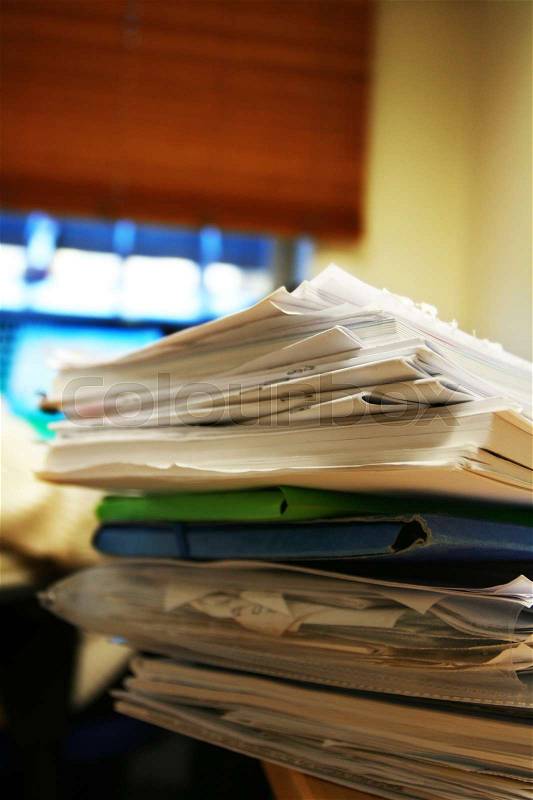 Pile of paper in the office, stock photo
