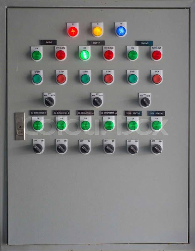 Electrical switch control box, stock photo