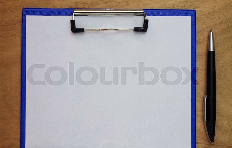 Blank clipboard and pen, stock photo