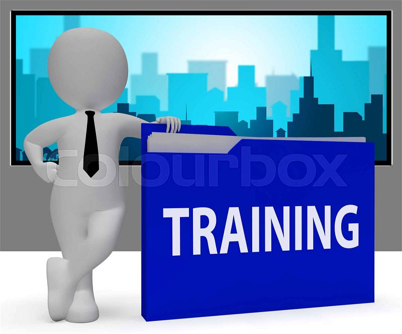 Training Folder Character Meaning Instructing Document 3d Rendering, stock photo