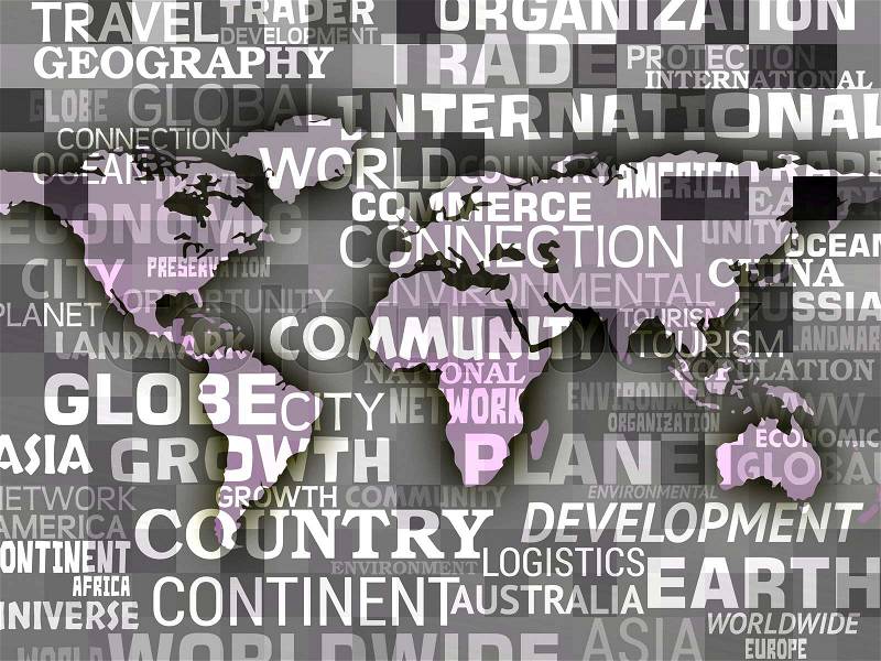World Map Background Means International Oceans Or Global Maps , stock photo