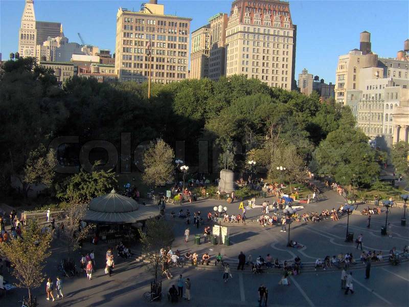 Union square, new york city, new york, usa - I took this from the upstairs window of Filene\'s, stock photo