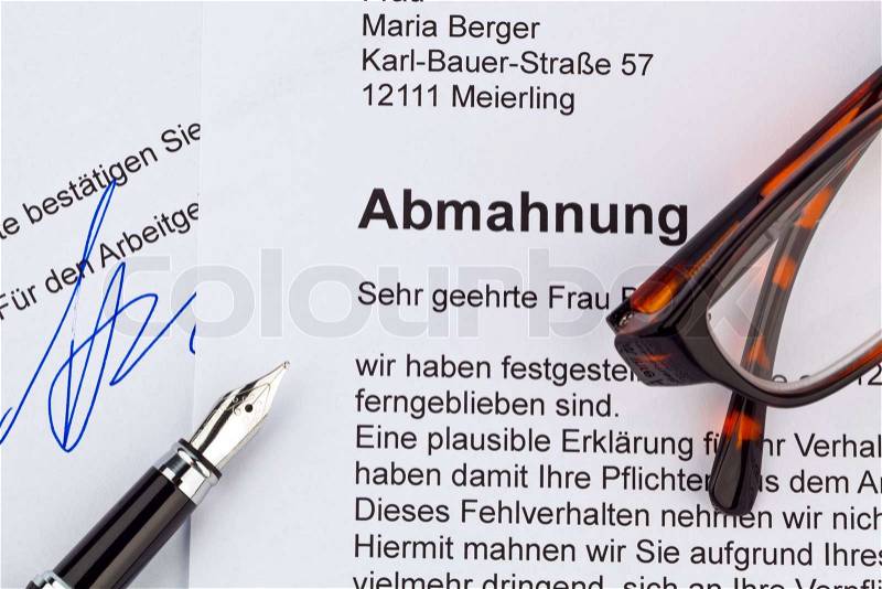 The letter of warning to an employee of the company, stock photo