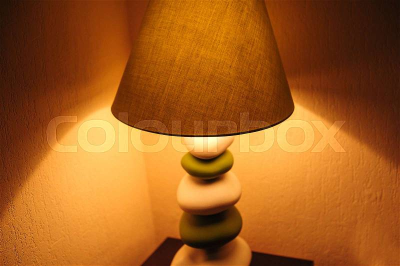 Included a floor lamp in the bedroom, stock photo