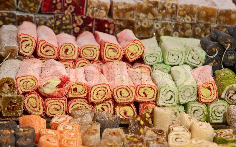 Turkish delights on the market, stock photo