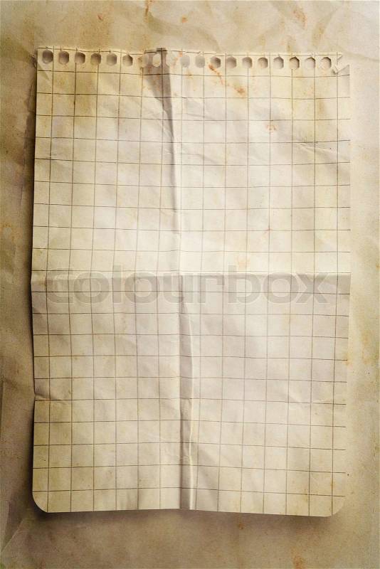 Single sheet of squared notepad paper, stock photo