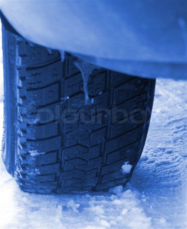 Trace of the truck in the snow, stock photo