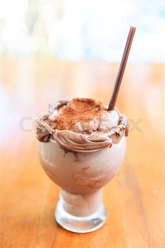 A cold chocolate shake and nutella, stock photo