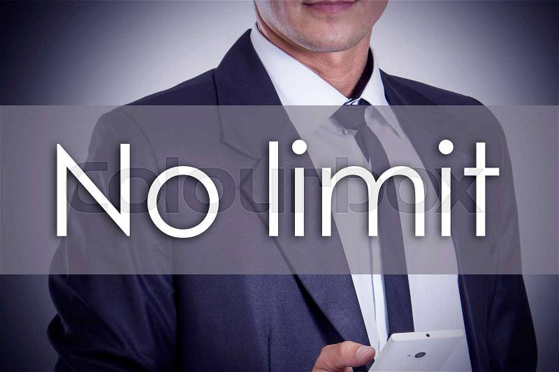 No limit - Young businessman with text - business concept - horizontal image, stock photo