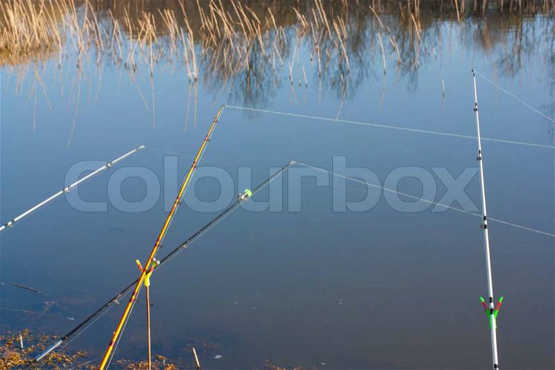 Rods used for deep sea fishing, stock photo