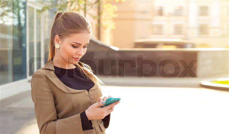 Important work correspondence on mobile phone. Adult Business. empty space for text, stock photo