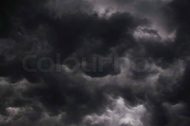 Dramatic dark grey sky with clouds, stock photo
