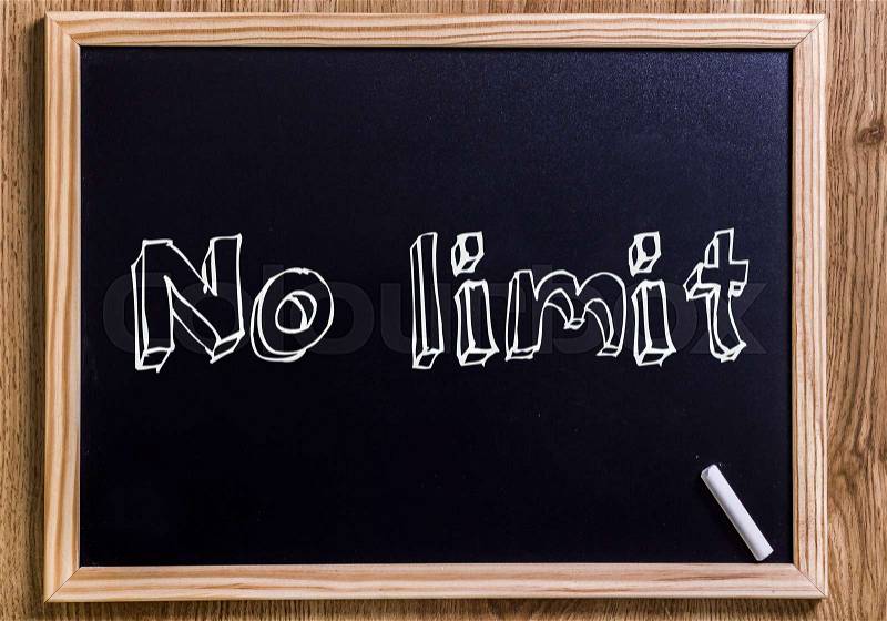 No limit - New chalkboard with 3D outlined text - on wood, stock photo