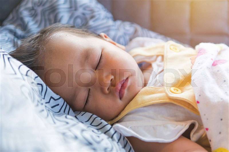 Portrait of sleeping baby, childhood and people concept, stock photo