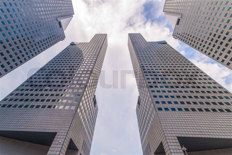 Contemporary Architecture Office Building In The City, Perspective Concept, stock photo