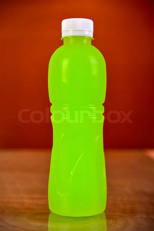 Orange juice bottle. Isolated on background, stock photo
