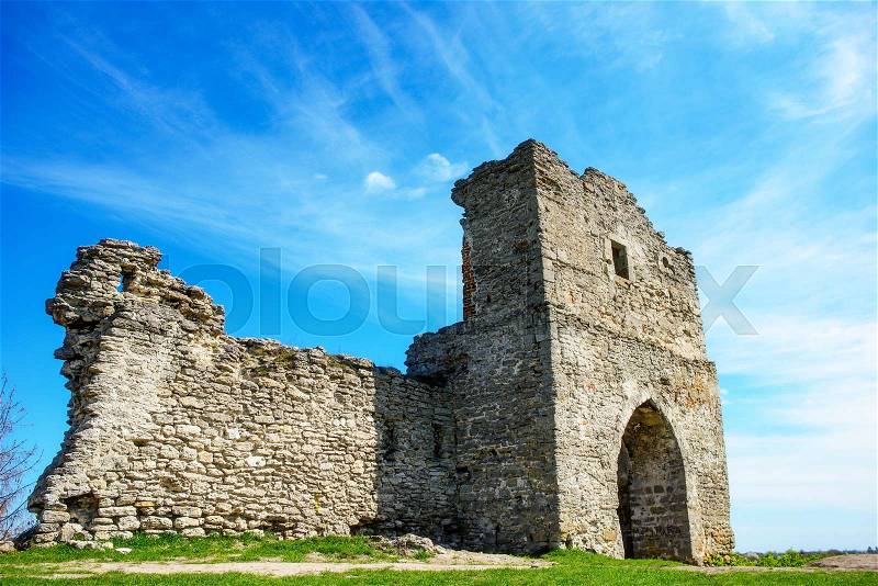 Ancient castle ruins Ukraine, built in 12th century , stock photo