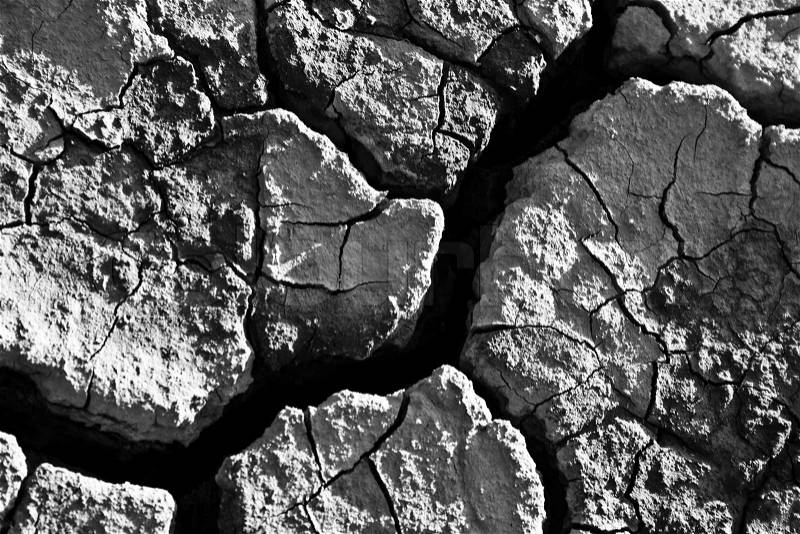 The soil in the fissures appeared on the long-term heat, stock photo