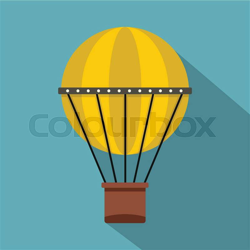 Air balloon journey icon. Flat illustration of air balloon journey vector icon for web isolated on baby blue background, vector