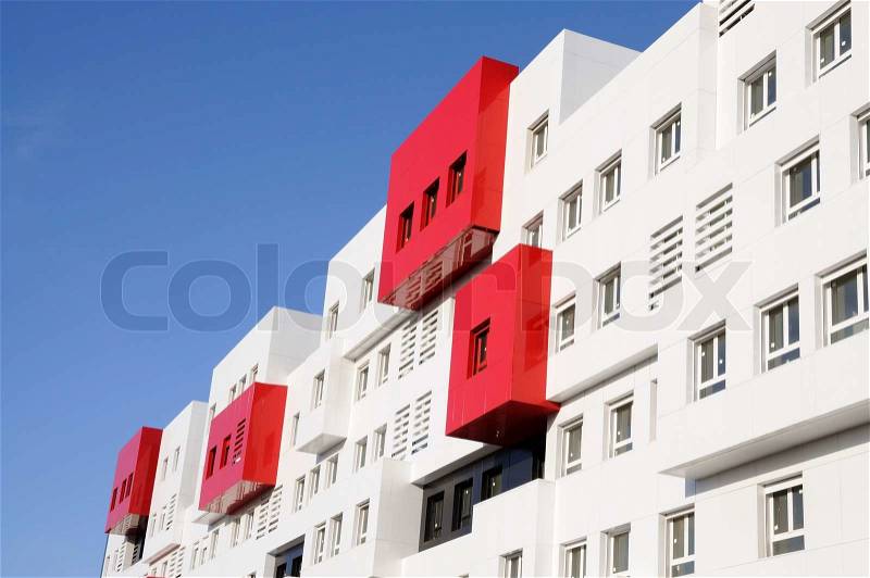 Modern Red and White Residential House, stock photo