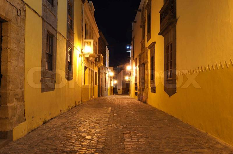 Street at night in Las Palmas, stock photo