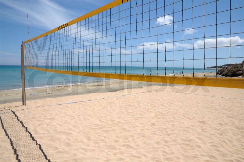 Volleyball net on the beach, stock photo