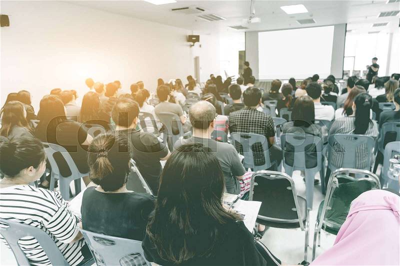 Business concept : asia people listen in business seminar presentation hall of hotel room ,selective focus, stock photo