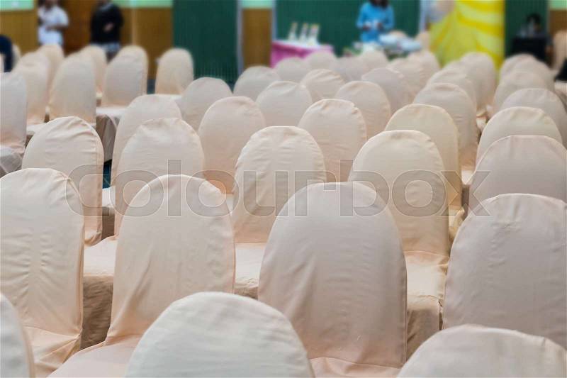 Empty business seminar hall of hotel room for asia people listen presentation,selective focus. , stock photo