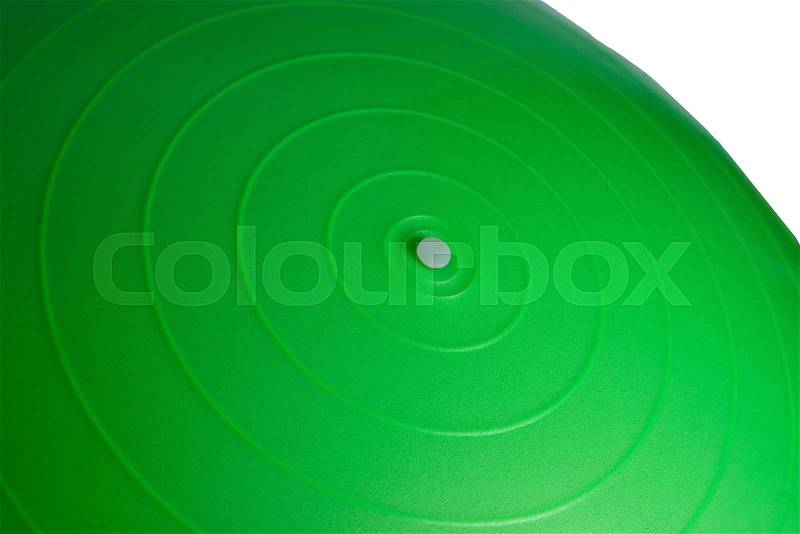 Close up of an green fitness ball isolated on white background, stock photo
