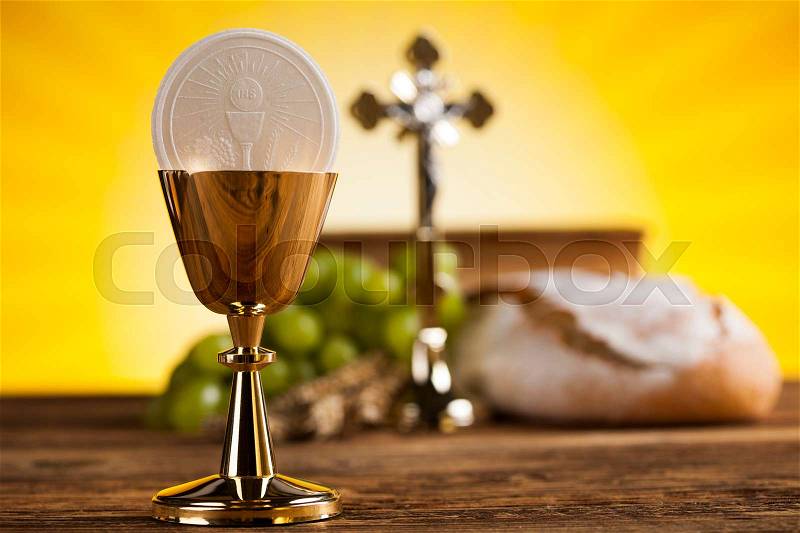 Symbol christianity religion, communion background, stock photo